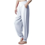 Modal Yoga Pants for Women Casual Cozy Elastic High Waist Lantern Bottoms Loose Dance Running Workout Joggers, White, XL